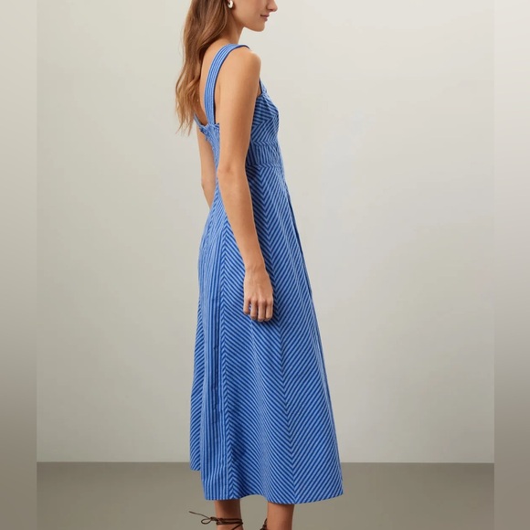 MADEWELL Bianca Striped Sun Dress in Blue Stripes sz 10 - Picture 2 of 14